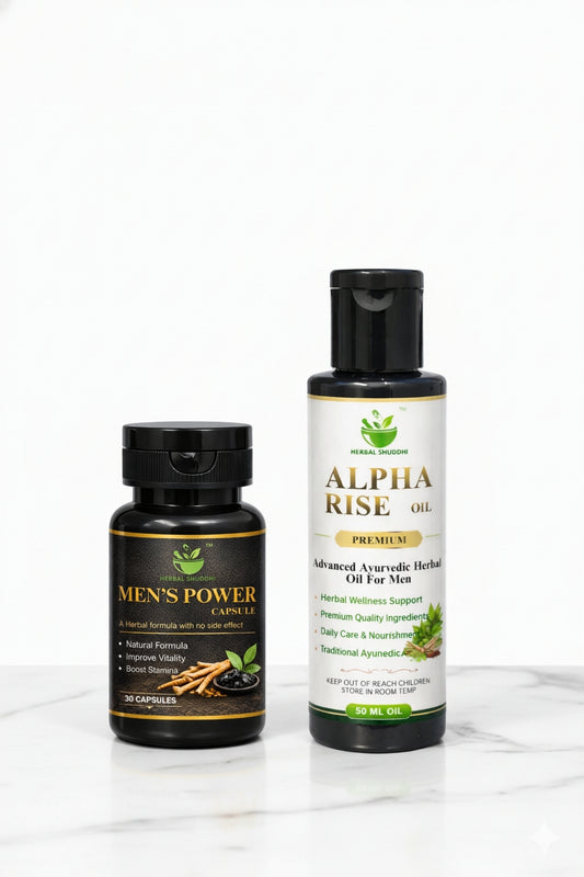 Herbal Shuddhi Men’s Power Capsule + Alpha Rise Oil | 30 Capsules + 50 ML