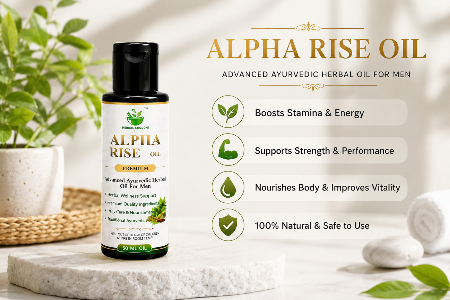 Herbal Shuddhi Men's Wellness Combo | Men's Power Capsules + Endura+ Capsules + Alpha Rise Oil