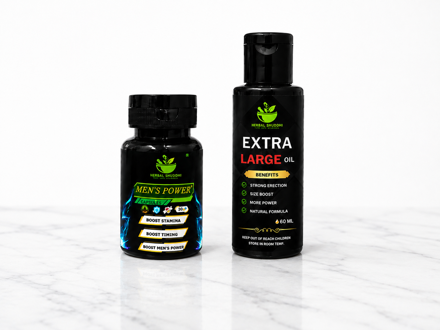 Herbal Shuddhi Men’s Power + Extra Large Oil | 30 Capsules + 60 ML