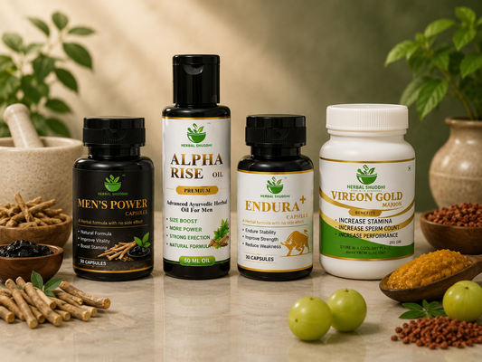 Herbal Shuddhi Complete Men’s Wellness Combo | 2 Capsules + Oil + Majoon